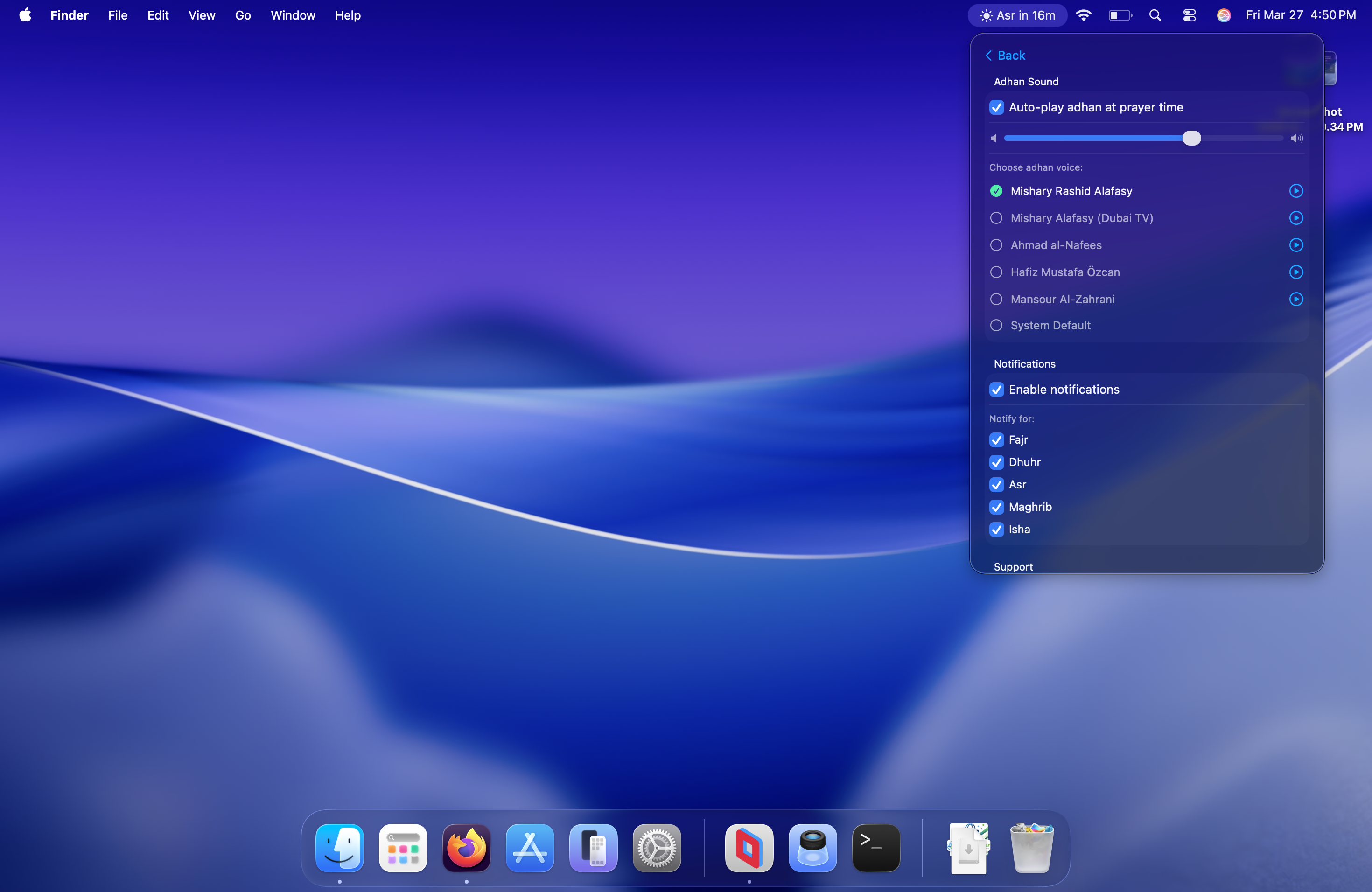 Adhan and notification preferences
